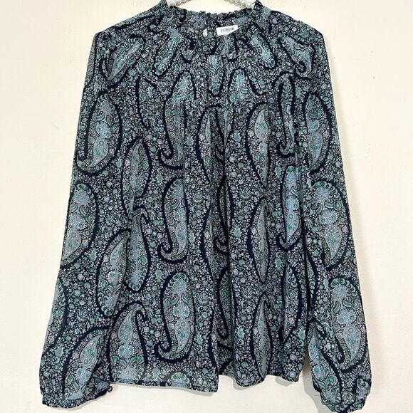 J. Crew Paisley Printed Smock Long Sleeve Blouson Top SIZE MEDIUM - Picture 3 of 7